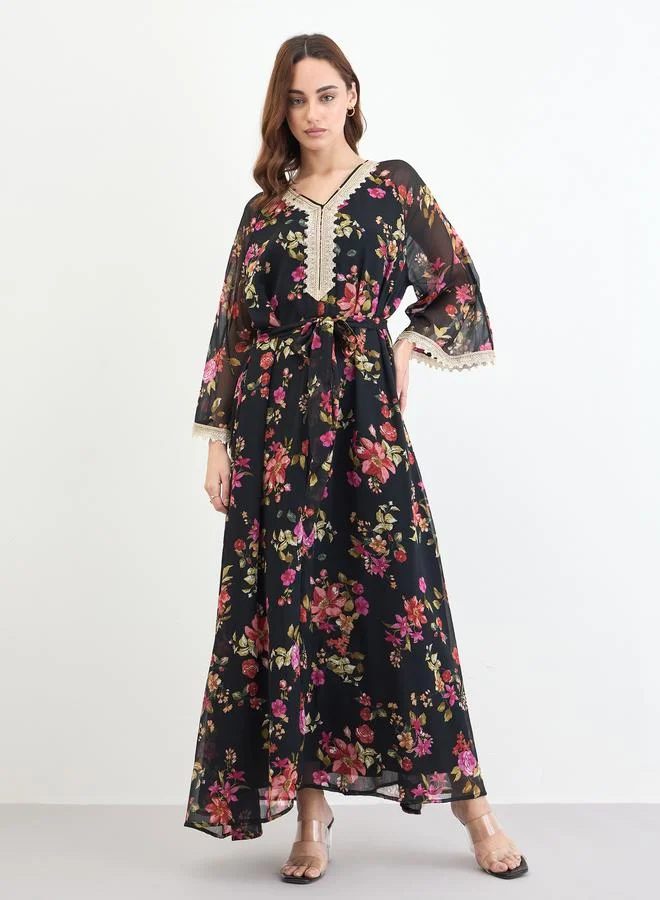 Amirah Women Floral Print A-Line Jalabiya